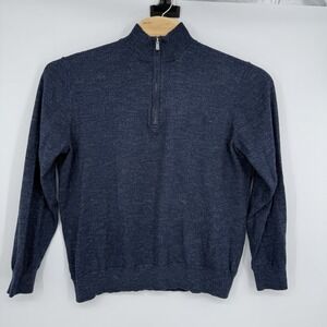 Faherty Sweater Men's XL Blue Pullover 1/4 Zip Classic Cotton Cashmere Blend